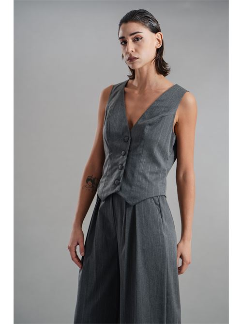 Gilet gessato in lurex Twenty Fourhaitch | NORMA GILETGRIGIO LUREX